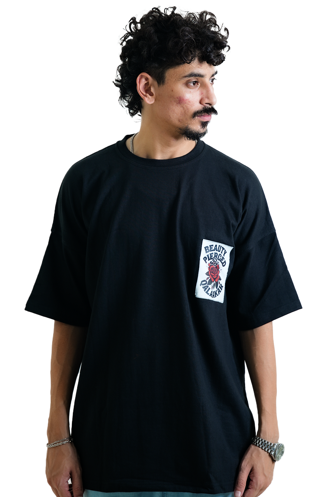 Faux Leather Patch | Oversized Pre-Washed T-Shirt