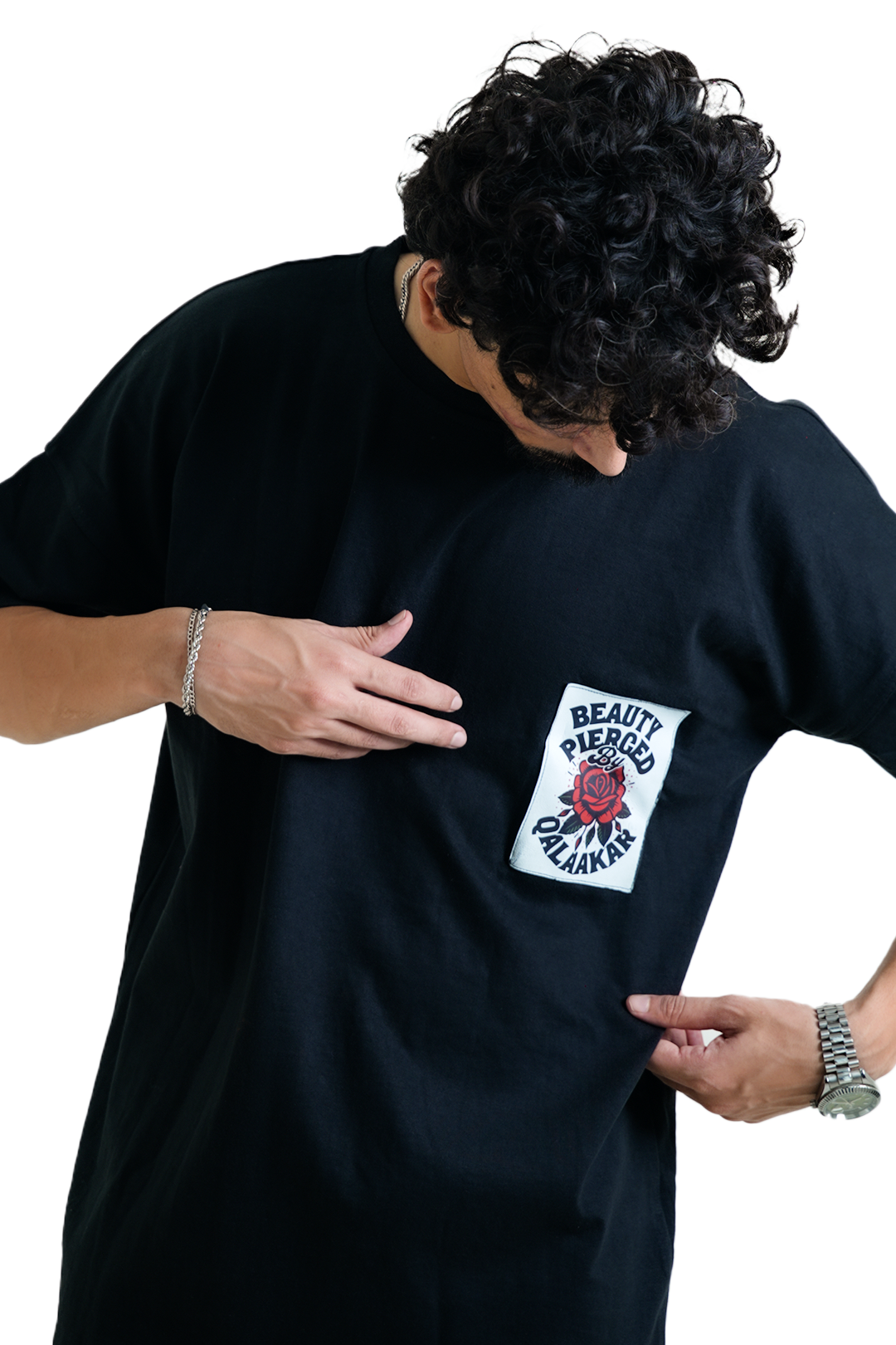 Faux Leather Patch | Oversized Pre-Washed T-Shirt