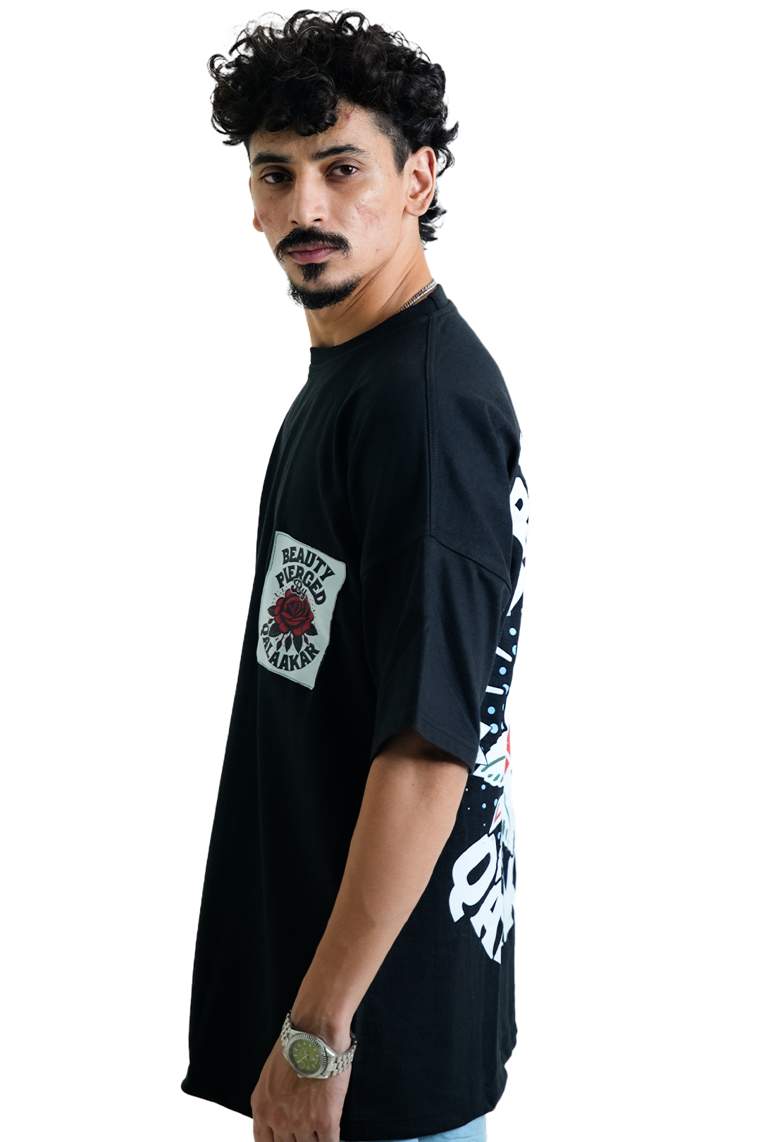 Faux Leather Patch | Oversized Pre-Washed T-Shirt