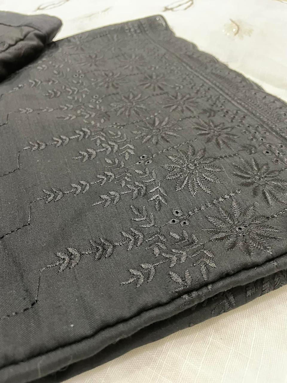 Black Trousers – Chikankari Fabric