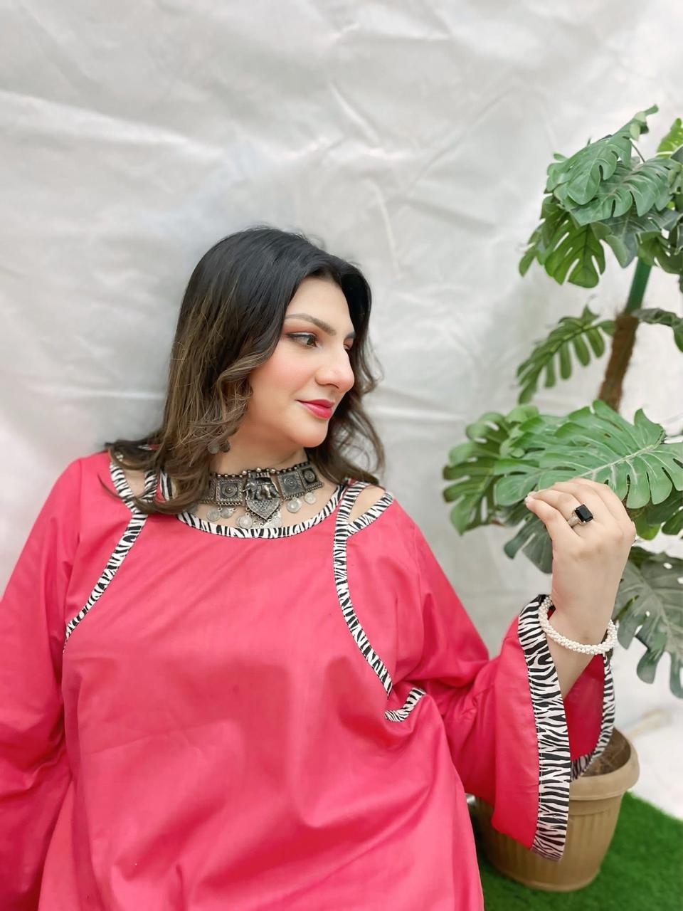 Nisa Fit – 2 Piece Soft Cotton Suit with Stylish Neck & 3/4 Sleeves