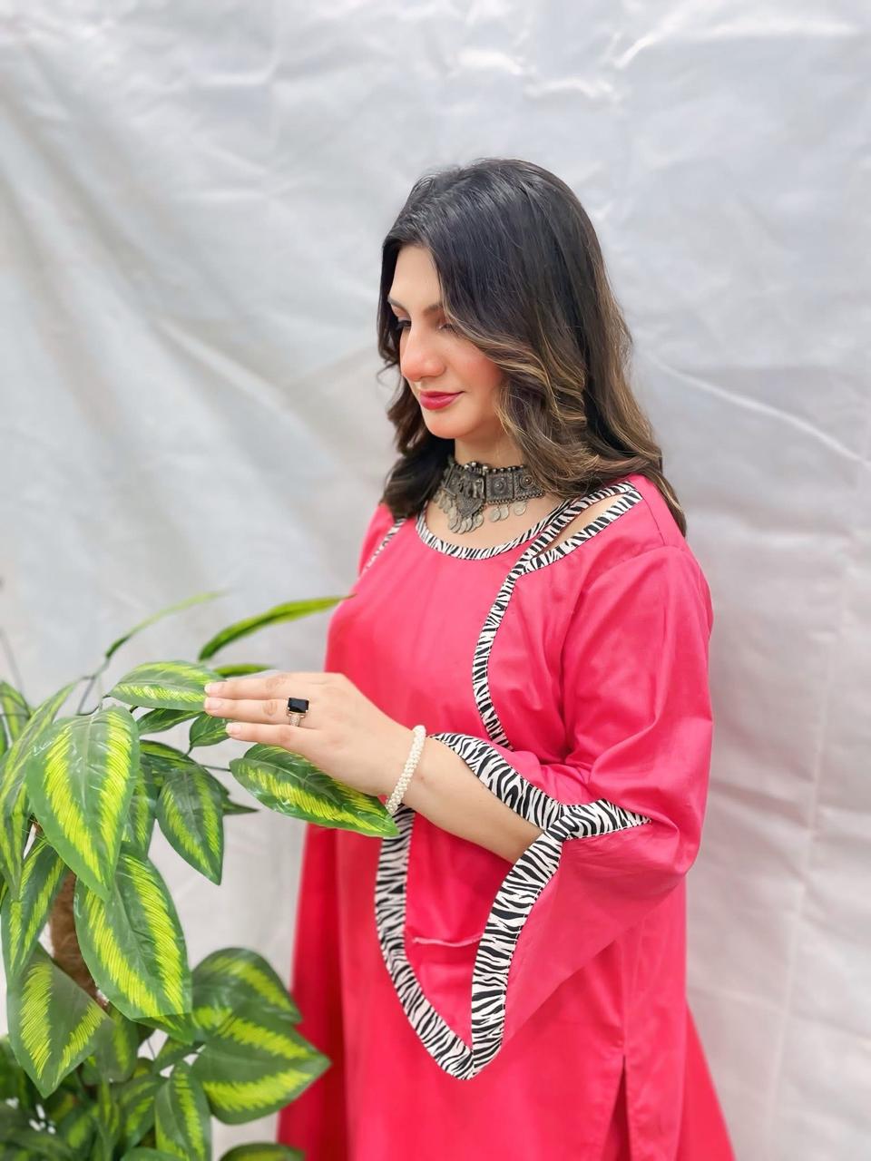 Nisa Fit – 2 Piece Soft Cotton Suit with Stylish Neck & 3/4 Sleeves