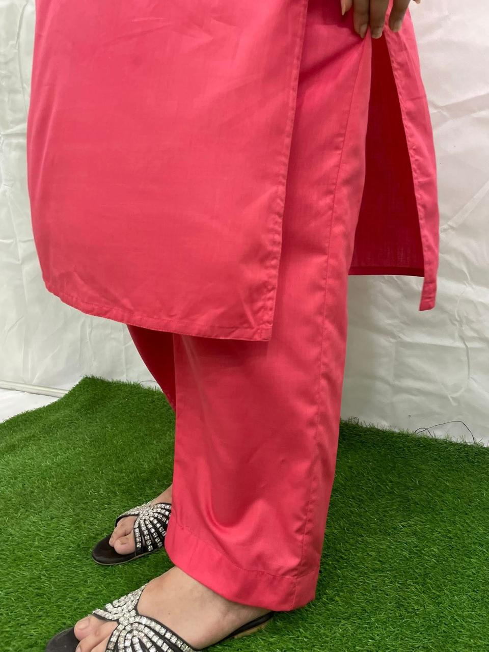 Nisa Fit – 2 Piece Soft Cotton Suit with Stylish Neck & 3/4 Sleeves