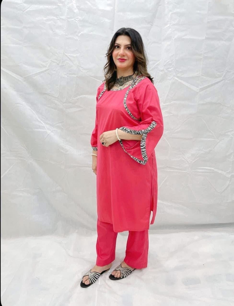 Nisa Fit – 2 Piece Soft Cotton Suit with Stylish Neck & 3/4 Sleeves