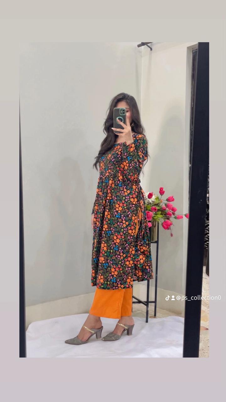 Indian Style – 2 Piece Cotton Suit with Full Sleeves