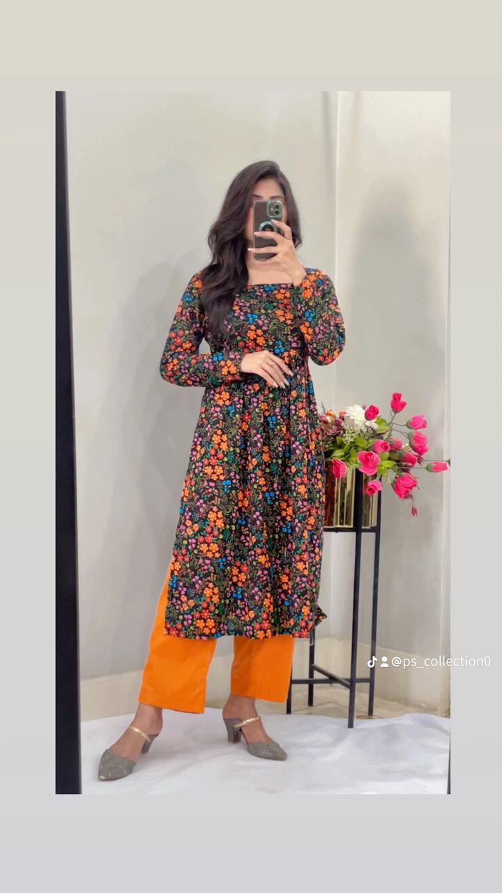 Indian Style – 2 Piece Cotton Suit with Full Sleeves