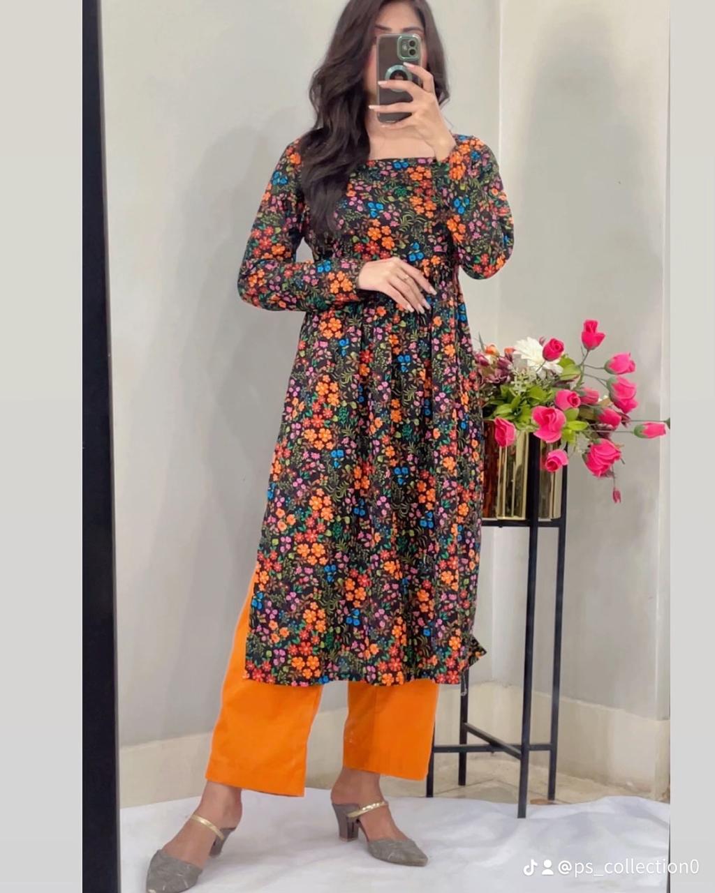 Indian Style – 2 Piece Cotton Suit with Full Sleeves